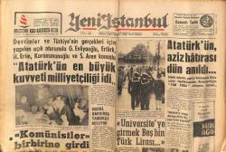 Yeni İstanbul Gazetesi 11 Kasım 1962 -Atatürkün Aziz Hatırası Dün Anıldı GZ57248