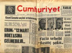 Cumhuriyet Gazetesi 1 Temmuz 1971 - 3 Uzay Adamının Ölümü Dünyada Üzüntü Yarattı GZ59127