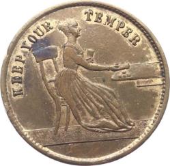 Great Britain – Versilbert 1850 Victoria Regina “Keep Your Temper” Jeton JTF424