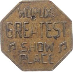 NYC 42nd Street Peep Show Token Show World Center World Greatest Show Place Jeton JTF606
