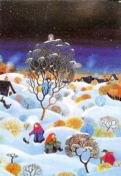 Manzara - Kış Temalı Yaşlı Kadınlar Kartpostal KRT12642