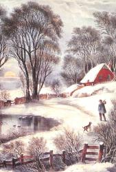 Manzara - Kış Temalı Adam Ve Köpek Kartpostal KRT12643