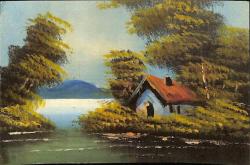 Manzara - Göl Ve Ev Temalı Kartpostal KRT12742