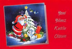 Yılbaşı (Yeniyıl) Noel Baba Temalı Kartpostal KRT14100