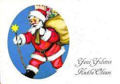 Yılbaşı (Yeniyıl) Noel Baba Temalı Kartpostal KRT14465