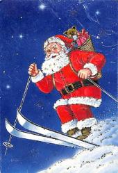 Yılbaşı (Yeniyıl) Noel Baba Temalı Simli Kartpostal KRT14475
