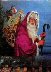 Yılbaşı (Yeniyıl) Noel Baba Temalı Simli Kartpostal KRT14477