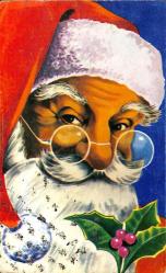 Yılbaşı (Yeniyıl) Noel Baba Temalı Simli Kartpostal KRT14482