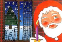 Yılbaşı (Yeniyıl) Noel Baba Temalı Simli Kartpostal KRT14486
