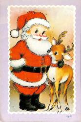 Yılbaşı (Yeniyıl) Noel Baba Temalı Yaldızlı Kartpostal KRT14507