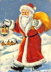 Yılbaşı (Yeniyıl) Noel Baba Temalı Simli Kartpostal KRT14519