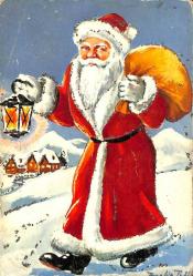 Yılbaşı (Yeniyıl) Noel Baba Temalı Simli Kartpostal KRT14531