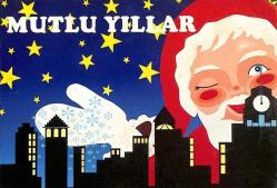 Yılbaşı (Yeniyıl) Noel Baba Temalı Kartpostal KRT14576