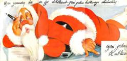 Yılbaşı (Yeniyıl) Noel Baba Temalı Açılır Kapak Yaldızlı Kartpostal KRT15909