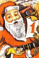 Yılbaşı (Yeniyıl) Noel Baba Temalı Simli Kartpostal KRT16947