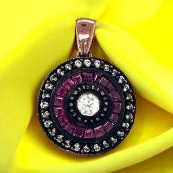 Yakut ve Pırlanta Taşlı 8 Ayar Altın Kolye Ucu ELM297 #6.90