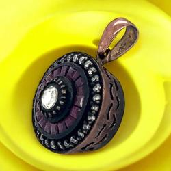 Yakut ve Pırlanta Taşlı 8 Ayar Altın Kolye Ucu ELM297 #6.90