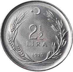 1970 - 2½ Lira FAO *Saban Kılıçtan Üstündür* (Düz) TCH1120