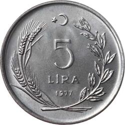1977 - F.A.O. 5 Lira (Herkese Ekmek ve Konut) ÇİL TCH435