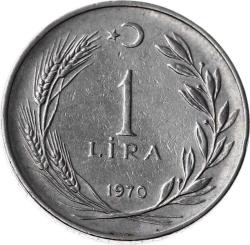 1970 Yılı 1 Lira (Ters) ÇÇT TCM1380