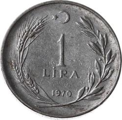 1970 Yılı 1 Lira (Ters) ÇT+ TCM1390