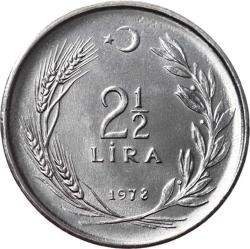 1978 yılı 2½ Lira ÇİL (Ters) TCM2441