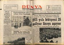 Dünya Gazetesi 3 Kasım 1970 - 1971 Yılı Bütçesi 35 Milyar Lirayı Aşıyor GZ68272