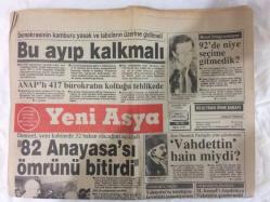 Yeni Asya Gazetesi 15 Kasım 1991 - Son Osmanlı Padişahı Yine Gündemde Vahdettin Hain Miydi ? GZ72931