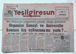 Yeşilgiresun Gazetesi 22 Ekim 1994 - Organize Sanayi ve Üniversite Konusu Kış Uykusuna Mı Yattı ? GZ7521