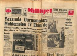 Milliyet Halk Gazetesi 28 Eylül 1960 - Yassıada Duruşmaları Muhtemelen 17 Ekimde GZ81122