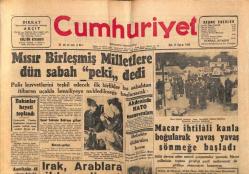 Cumhuriyet Gazetesi 13 Kasım 1956 - Edirne Selimiye Camii İçinde Müessif Kaza GZ85180
