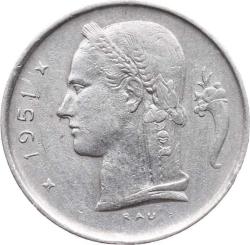 Belçika 1 Frank 1951 ÇT YMP1873