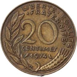 Fransa 20 Centimes 1974 ÇT+ YMP7323