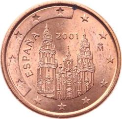 İspanya 1 Euro Cent 2001 ÇA *Santiago De Compostela Katedrali* YMP8545
