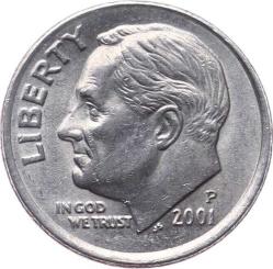ABD 1 Dime 2001 (P) ÇÇT Roosevelt YMP9839