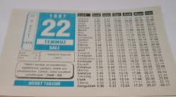 22 Temmuz 1997-Orijinal Takvim Yaprağı-Doğum Günü-Söz,Nişan,Nikâh,Düğün ve Önemli Günler Hediyesi-Hicret Takvimi-Ayet(Hadis)-(Hadis)-(Nahl 20)-Adapazarı Depremi(1967)-Şehitliği İstemek-Soru Cevap-Balise Pascal