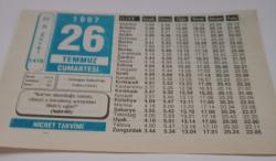 26 Temmuz 1997-Orijinal Takvim Yaprağı-Doğum Günü-Söz,Nişan,Nikâh,Düğün ve Önemli Günler Hediyesi-Hicret Takvimi-Ayet(Hadis)-(Nahl 98)-Estergon Kalesi'nin Fethi(1543)-İlim Üstündür-Selamlaşma-Hikmetler