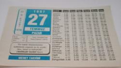 27 Temmuz 1997-Orijinal Takvim Yaprağı-Doğum Günü-Söz,Nişan,Nikâh,Düğün ve Önemli Günler Hediyesi-Hicret Takvimi-Ayet(Hadis)-(Abdülkadir Geylani (k.s.))-Kore Savaşları'nın Sona Ermesi(1953)-Akşemseddin,Ebu Eyyub-El Ensari'nin Kabrini Nasıl Buldu?-İbrahim Edhem(k.s.)-Hikmetler