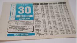 30 Temmuz 1997-Orijinal Takvim Yaprağı-Doğum Günü-Söz,Nişan,Nikâh,Düğün ve Önemli Günler Hediyesi-Hicret Takvimi-Ayet(Hadis)-(Buhari)-Bismark'ın Ölümü(1898)-Dosdoğru Ol!-Bu Vatan Kimin?-Hz.Ömer(r.a.)
