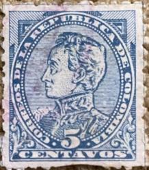 1886.SIMON BOLİVAR.KLASİK..KOLOMBIA  .TEK  PUL.DAMGALI