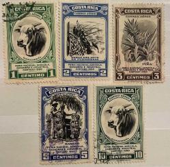 1950.TARIM VE HAYVANCILIK,KLASİK..COSTA RICA (KOSTA RİKA).5  PUL.DAMGALI