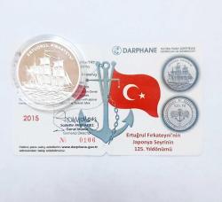 2015 ERTUĞRUL FIRKATEYNİ'NİN JAPONYA SEYRİNİN 125. YILDÖNÜMÜ DARPHANE HATIRA GÜMÜŞ PARASI / SERTİFİKALI