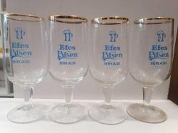 Bardak - Eski Dönem Efes Pilsen Ayaklı Bira Bardağı 4'lü Takım