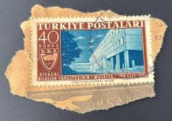 Türk Pulu - Turkish Stamp - - Mektup Zarfından Kesilmiş / Postadan Geçmiş Pul Filateli - Damgalı - SİYASAL BİLGİLER FAKÜLTESİNİN 100. YILI 1959 , 40 KURUŞ - Türkiye Cumhuriyeti - NOSTALJİK DOĞUM GÜNÜ HEDİYESİ
