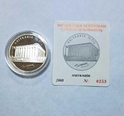 2008 ANITKABİR 70.YIL DARPHANE GÜMÜŞ HATIRA PARASI / SERTİFİKALI