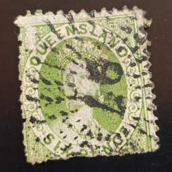 1860-63 İngiltere Sömürge Queensland , Kraliçe Victoria, 6d yeşil