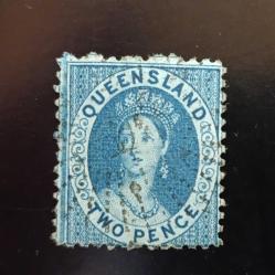 1860-63 İngiltere Sömürge Queensland , Kraliçe Victoria, 2d mavi