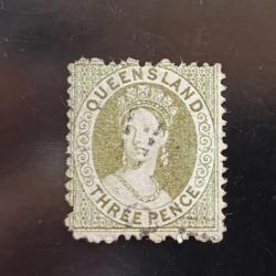 1876 İngiltere Sömürge Queensland, Chalon , Kraliçe Victoria, 3d lila,kat:120$
