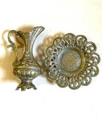 ANTİKA DÖKÜM PİRİNÇ SÜRAHİ MİNYATÜR SÜRAHİ