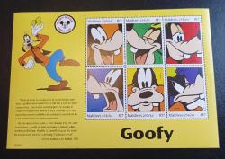 Maldivler tarafından 1999 yılında Mickey Mouse'un 70. yıl dönümü anısına çıkarılmış Disney temalı Goofy bloğu MNH